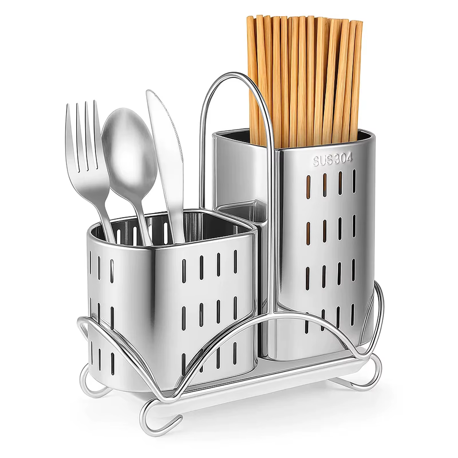Support à ustensiles de cuisine en acier inoxydable 304
