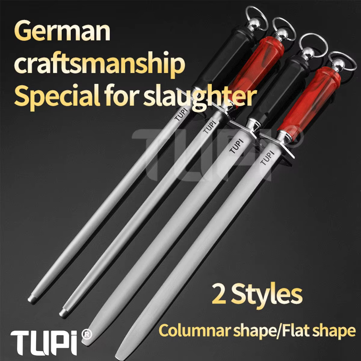 TUPI Honing Rod, tige d'affûtage professionnelle pour couteaux de chef avec poignée confortable