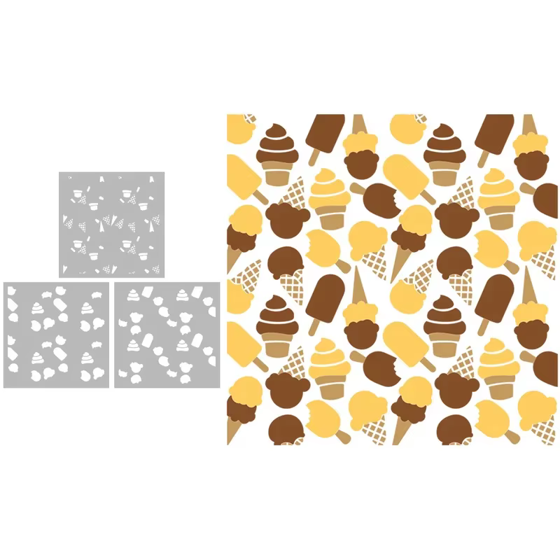 Pochoirs en plastique pour glaces, 3 pièces, mignons et doux, pour la décoration, fournitures de Scrapbooking, pochoirs de fond pour cartes et albums