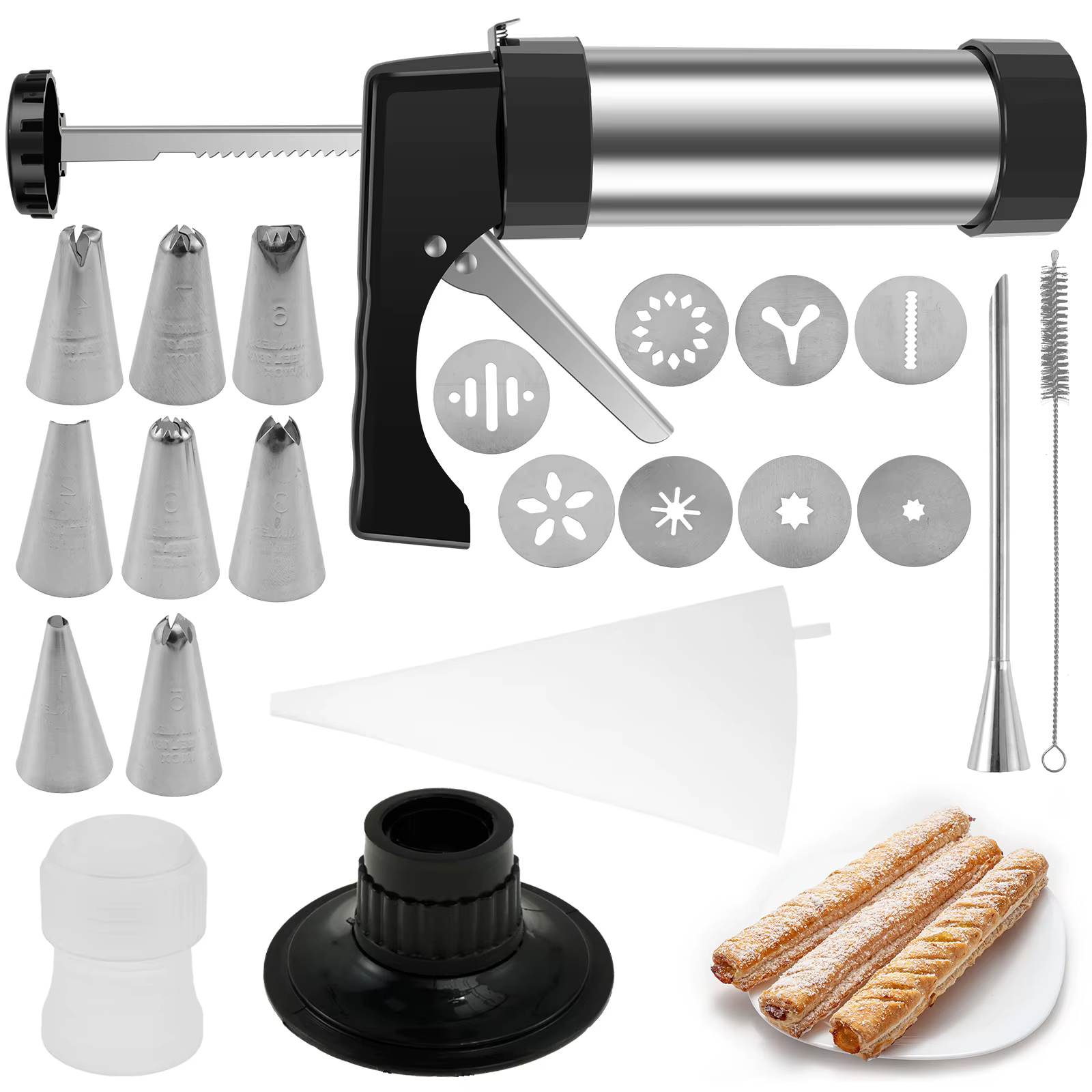 Kit de pistolet à biscuits manuel en acier inoxydable