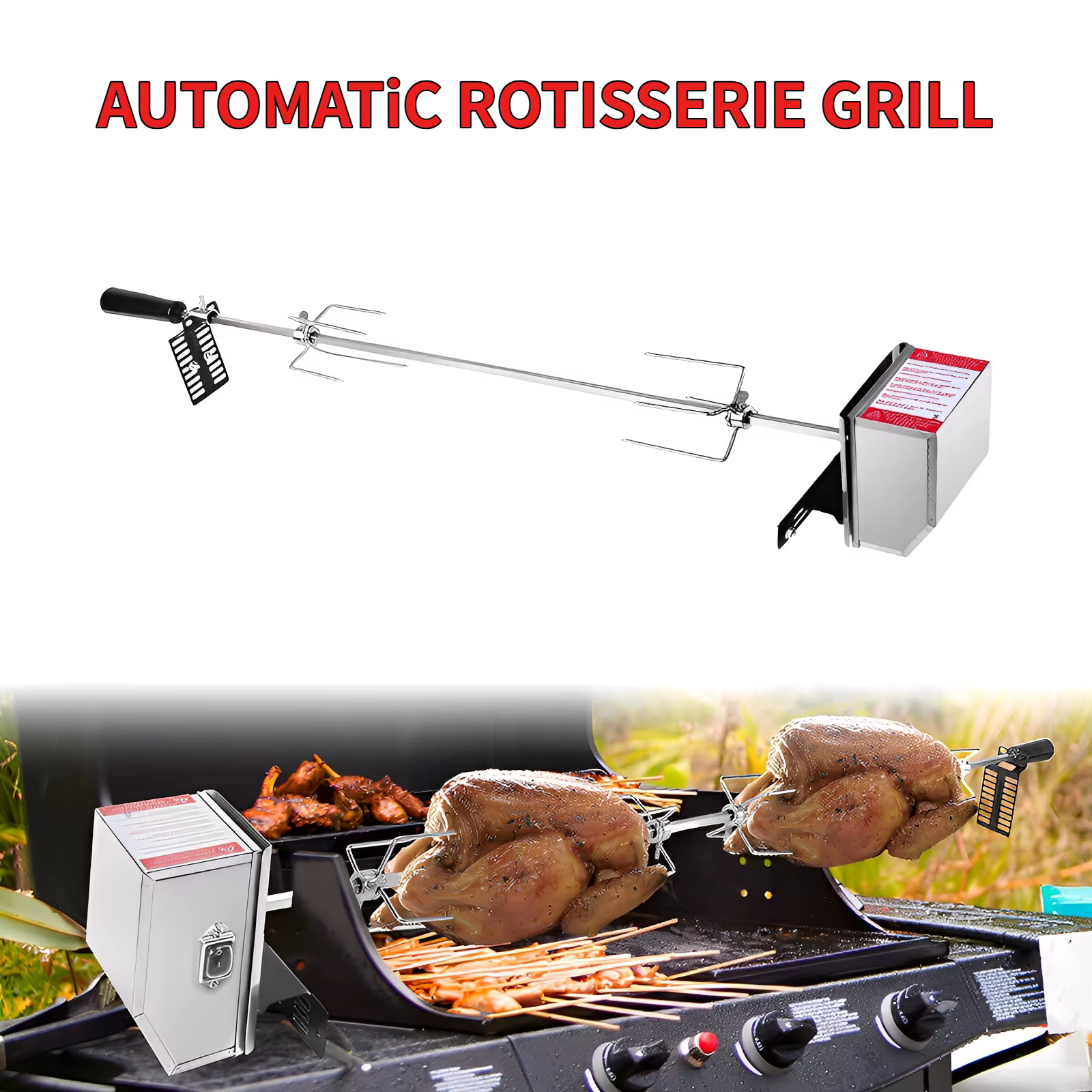 Kit de gril à rôtissoire avec moteur électrique 4W