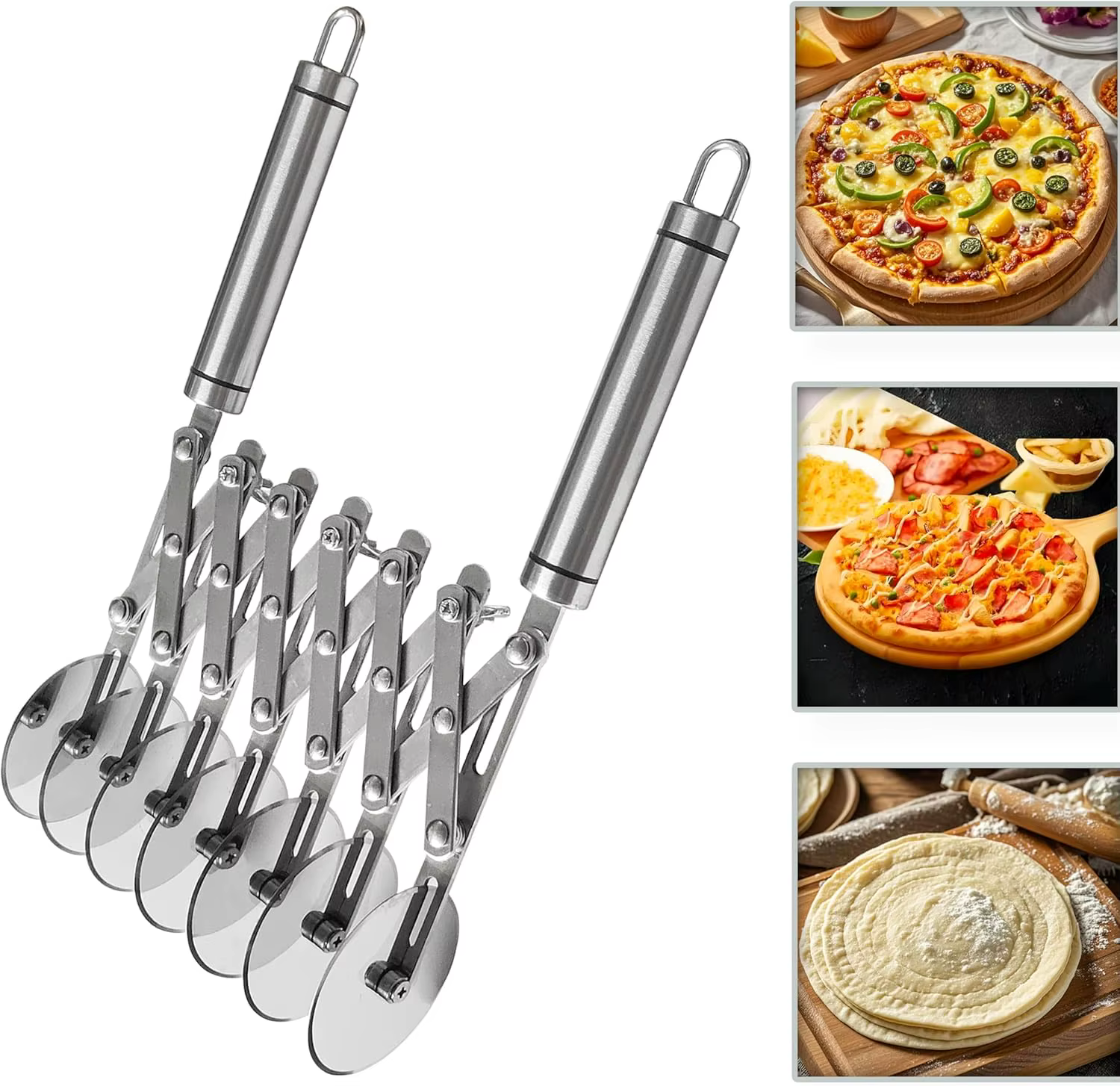 Coupe-pâtisserie professionnel à 3/5/7 roues - Outil à pizza et à pâte en acier inoxydable