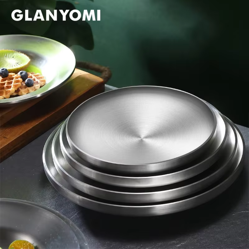 Assiette ronde en acier inoxydable 304