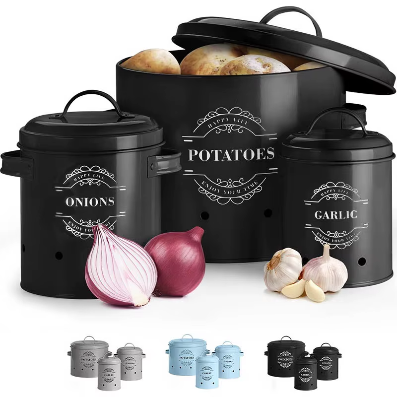 Ensemble de 3 boîtes de rangement pour ail