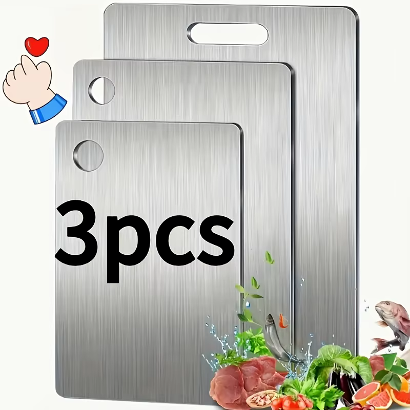 Planches à découper en acier inoxydable 3 pièces - Sans BPA