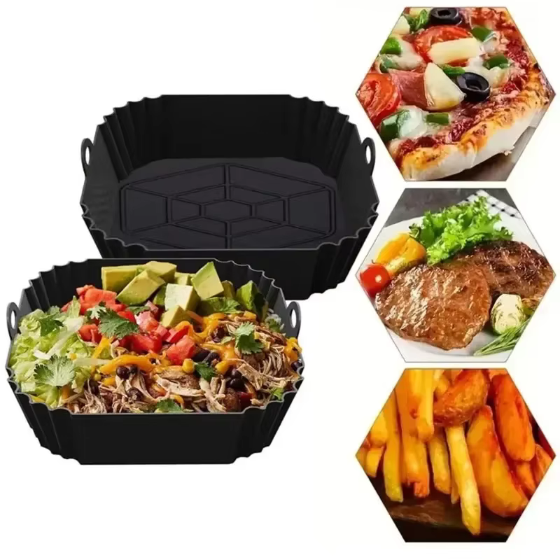 Plateau de pot de friteuse à air en silicone avec poignée