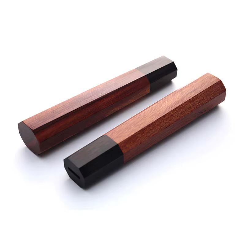 Manche octogonal en bois de santal rouge pour couteau de cuisine, 1 pièce