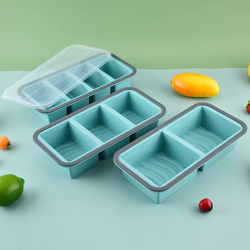 Plateau de congélation alimentaire en Silicone avec couvercle