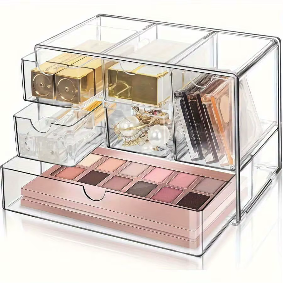 Boîte de rangement transparente à six compartiments