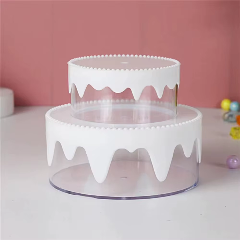 Boîte à gâteaux crème transparente mignonne en forme de gâteau