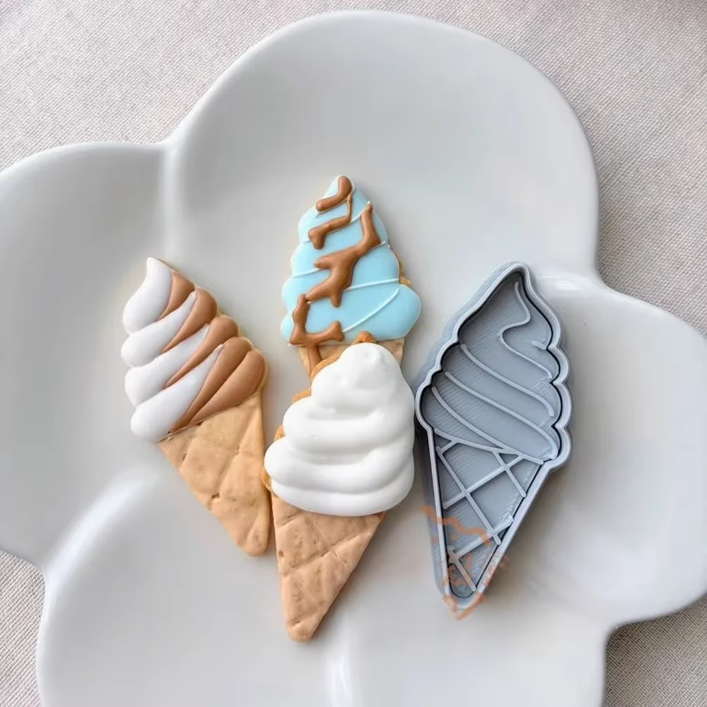 Cône de crème glacée d'été emporte-pièce Dessert sucre chocolat Biscuit moule Fondant gaufreur timbre