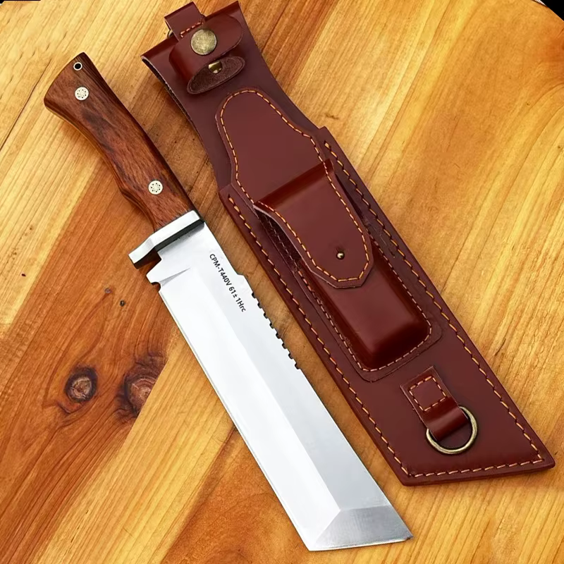 Étui à couteau portable en cuir véritable fait main
