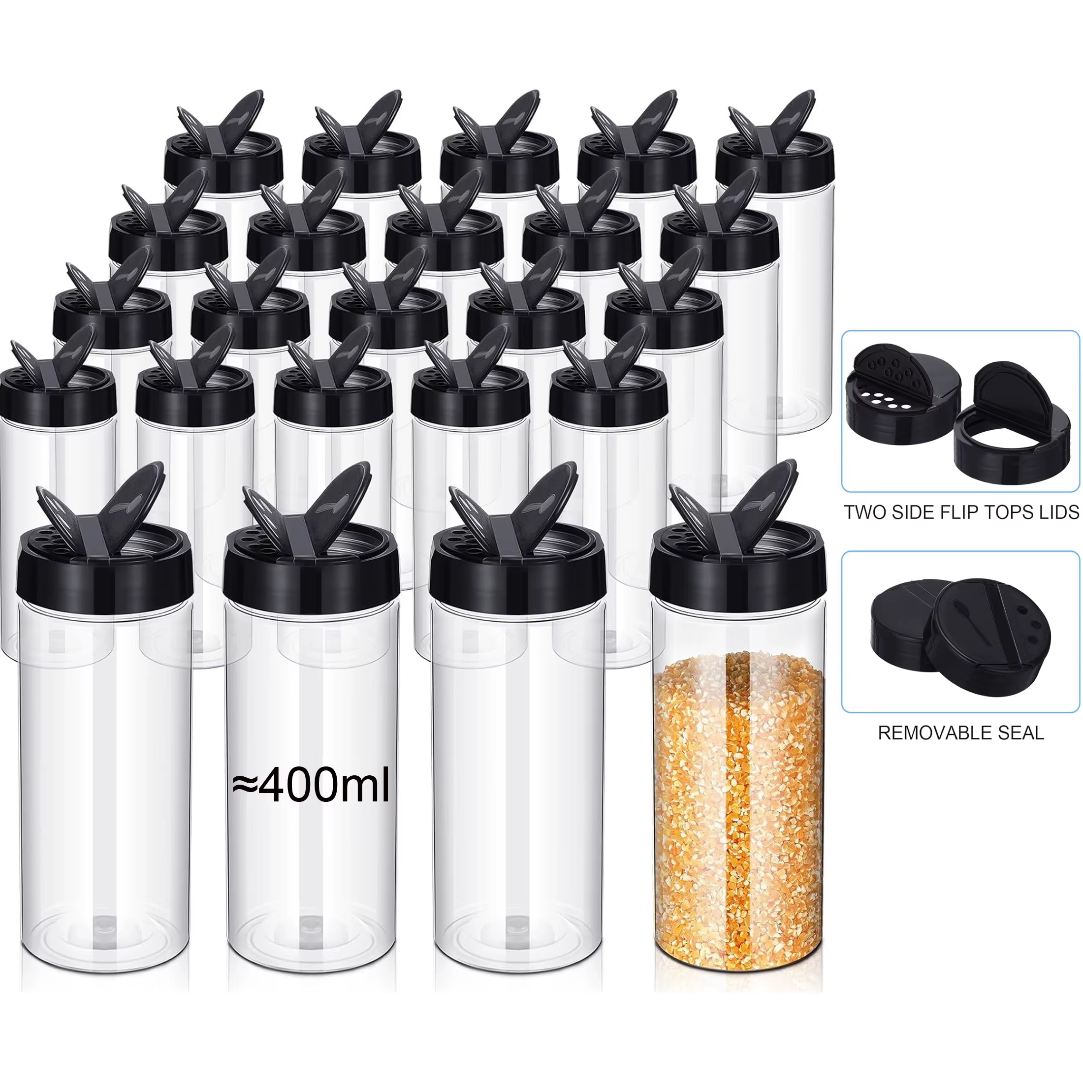 Boîtes à épices transparentes en plastique de 400ml