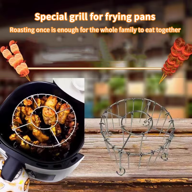 S/M/L brochettes friteuse à Air gril en acier inoxydable brochette verticale four suspendu support à Kebab